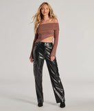 The Always Got The Glam Off-The-Shoulder Asymmetrical Crop Top in brown with a modern design and trendy look is part of the latest women's tops collection to elevate your 2025 wardrobe.