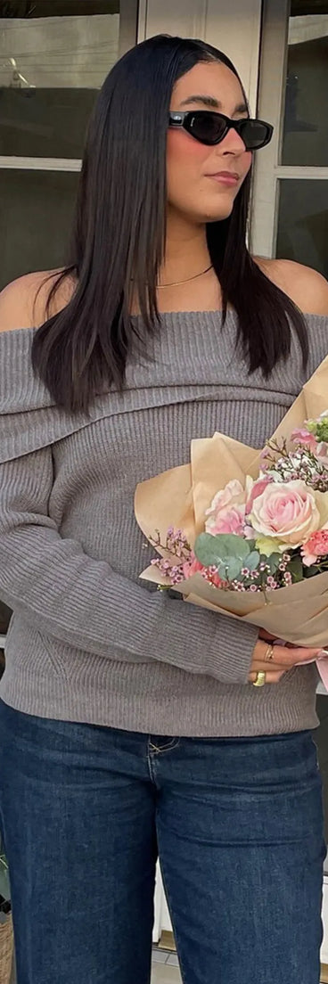 Cozy Factor Ribbed Knit Off-The-Shoulder Sweater