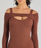 Revamp your 2025 wardrobe with this chic addition, the Effortless Vibe Ribbed Knit Long Sleeve Mini Dress in brown, perfect for elevating your style in the new year.
