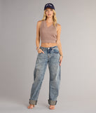 With its midriff cut and trend-forward fit, the Preppy Babe V-Neck Cropped Sweater Vest is a taupe crop top made to pair with skirts, denim, or whatever vibe you're feeling this season.