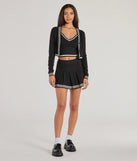 Wrap up in style with the Preppy Please Striped Button Crop Sweater, a cozy black sweater for women designed for night-out looks, everyday outfits, or as a chic layering piece for transitional weather.