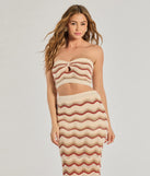 The Retro Chic Wavy Striped Crochet Tube Top in natural with a modern design and trendy look is part of the latest women's tops collection to elevate your 2025 wardrobe.