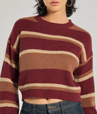 Upgrade your style game for 2025 with the Preppy Style Striped Knit Crew Neck Sweater in burgundy, perfect for any fashion-forward wardrobe.