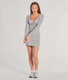Upgrade your style game for 2025 with the Such A Flirt Lace Trim Scoop Neck Knit Mini Dress in heather, perfect for any fashion-forward wardrobe.
