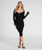 With its mid-calf hem and popular flattering fit, the Made To Impress Long Sleeve Bodycon Midi Dress in black nails the balance of trend and ease, redefining go-to midi dresses for any occasion.