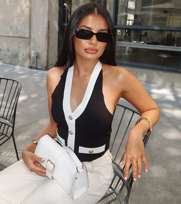 From bold to effortless, the Chicly Defined Halter Button Vest lets you define your vibe with black tops that speak your style.