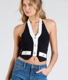 From bold to effortless, the Chicly Defined Halter Button Vest lets you define your vibe with black tops that speak your style.