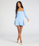 Stay on-trend this season with the Charming Duo Strapless Skater Mini Dress in light blue, a must-have for creating stylish and effortless spring outfits for women.