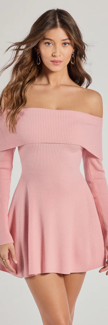 Whether you're headed to brunch or running errands, the Chic Staple Ribbed Knit Skater Dress in pink delivers effortless style in a breathable, go-to casual dress.