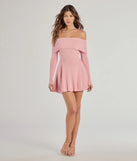 The Chic Staple Ribbed Knit Skater Dress in pink brings sleek style to any graduation outfit, from cap and gown to after-party.