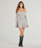Make a bold statement in the Chic Staple Ribbed Knit Skater Dress in heather gray, the perfect spring dress for weddings, cocktail hours, nights out, and/or seasonal celebrations.