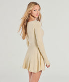 Whether you're headed to brunch or running errands, the Cutest Twirl Long Sleeve Knit Skater Dress in off-white delivers effortless style in a breathable, go-to casual dress.