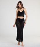 The Bohemian Vibes Crochet Knit Crop Top in black brings edge and energy to your vibe, ready to elevate any festival look or concert outfit.