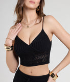 From bold to effortless, the Bohemian Vibes Crochet Knit Crop Top lets you define your vibe with black tops that speak your style.