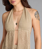 Serve effortless style and scroll-stopping energy in the Feelin' Boho Halter Open Back Knit Top, part of a taupe matching clothing set that does the work for you with bold, polished vibes from top to bottom.