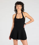 Whether you're headed to brunch or running errands, the In The Cards Halter Skater Mini Dress in black delivers effortless style in a breathable, go-to casual dress.