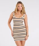 Whether you're headed to brunch or running errands, the Cool Breeze Cutout Striped Knit Mini Dress in natural delivers effortless style in a breathable, go-to casual dress.