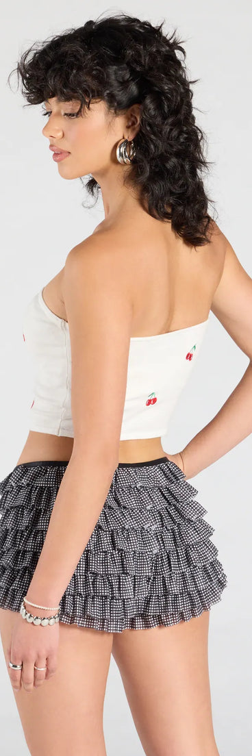 From bold to effortless, the Cute Pickings Cherry Embroidered Tube Top lets you define your vibe with white tops that speak your style.