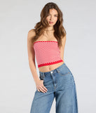From bold to effortless, the Race To The Finish Strapless Checkered Tube Top lets you define your vibe with red tops that speak your style.