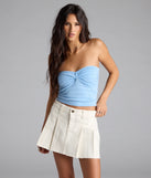 From bold to effortless, the Sweet Honey Strapless Twist Crop Top lets you define your vibe with blue tops that speak your style.