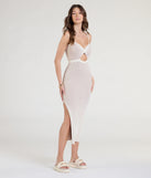 Flaunt your silhouette in the tight Easily Stunning Cutout Striped Midi Dress in ivory, a bodycon dress that empowers your look with bold style and effortless edge.