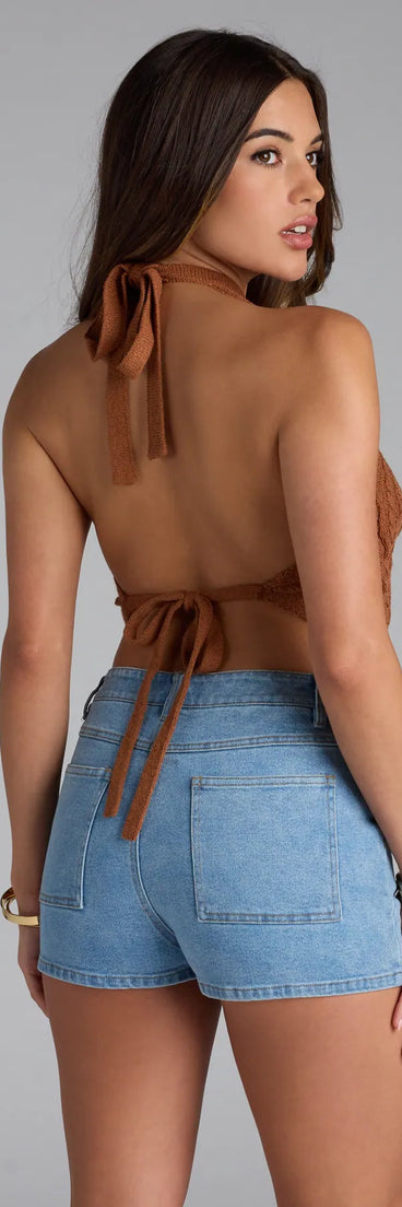 Complete your look with the In The Open Cable Knit Halter Top, a trendy brown top that’s ready to pair with anything in your fall rotation.