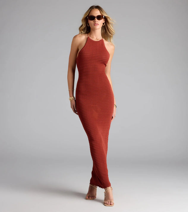 Going Places Lace-Up Knit Maxi Dress | Windsor