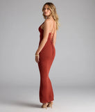 The Going Places Lace-Up Knit Maxi Dress is a flowy, bronze maxi dress that moves with you from sunny days to elevated nights in effortless style.