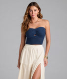 Add a summer refresh to your look with the Summer Ready Strapless Knit Tube Top, a trendy top in denim blue made for easy styling for any vibe.