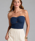 Add a summer refresh to your look with the Summer Ready Strapless Knit Tube Top, a trendy top in denim blue made for easy styling for any vibe.