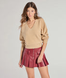 The Classic Fave Ribbed Knit V-Neck Sweater in taupe with a modern design and trendy look is part of the latest women's tops collection to elevate your 2025 wardrobe.