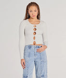 The Made The Cutout Long Sleeve Sweater Crop Top in ivory with a modern design and trendy look is part of the latest women's tops collection to elevate your 2025 wardrobe.