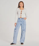 Stay on-trend this season with the Made The Cutout Long Sleeve Sweater Crop Top in ivory, a must-have for creating stylish and effortless spring outfits for women.