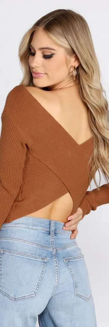 Lace Up Cross Back Sweater