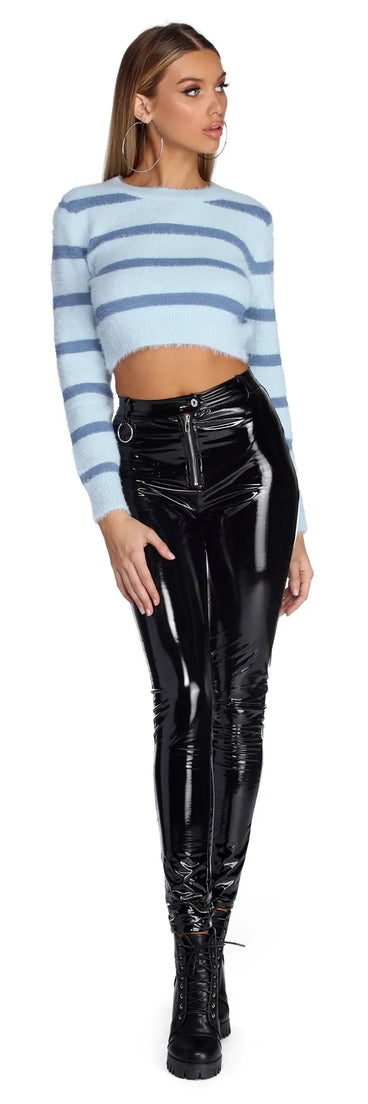 Stripe Away Cropped Pullover Sweater