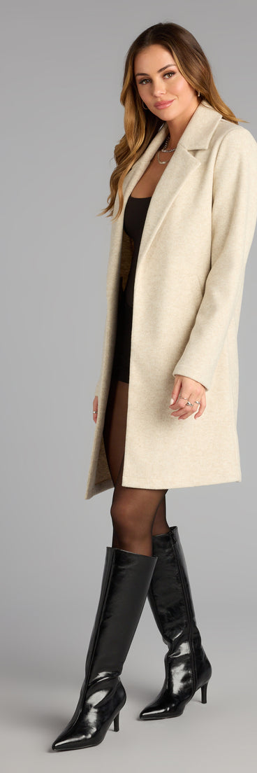 Chic Agenda Faux Wool Trench Coat