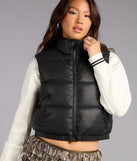 Street Style Cozy Faux Leather Puffer Vest