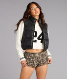 Street Style Cozy Faux Leather Puffer Vest
