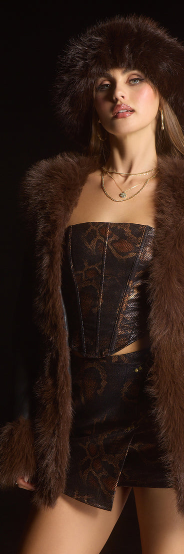 City Luxe Faux Fur Trim Trench Coat