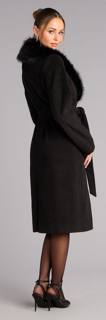 City Noir Removable Faux Fur Trench Coat