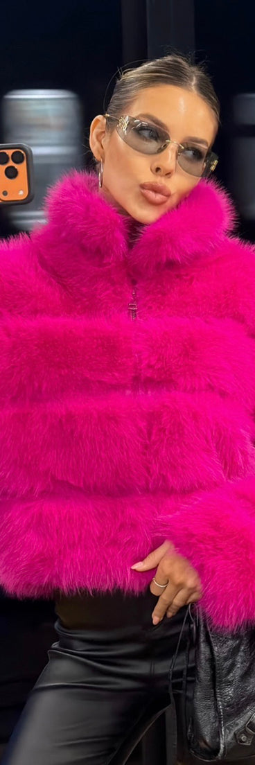 Frost Mode Faux Fur Crop Jacket