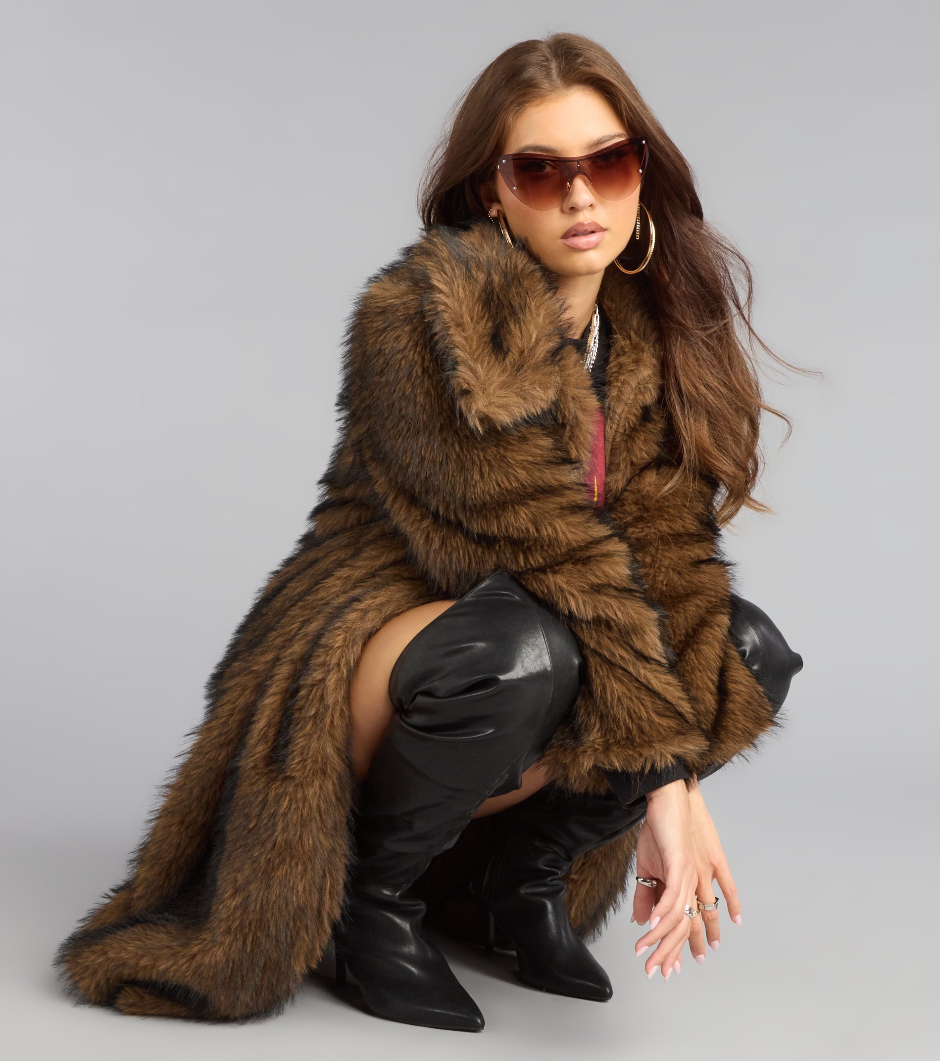 High Standards Long Faux Fur Coat | Windsor