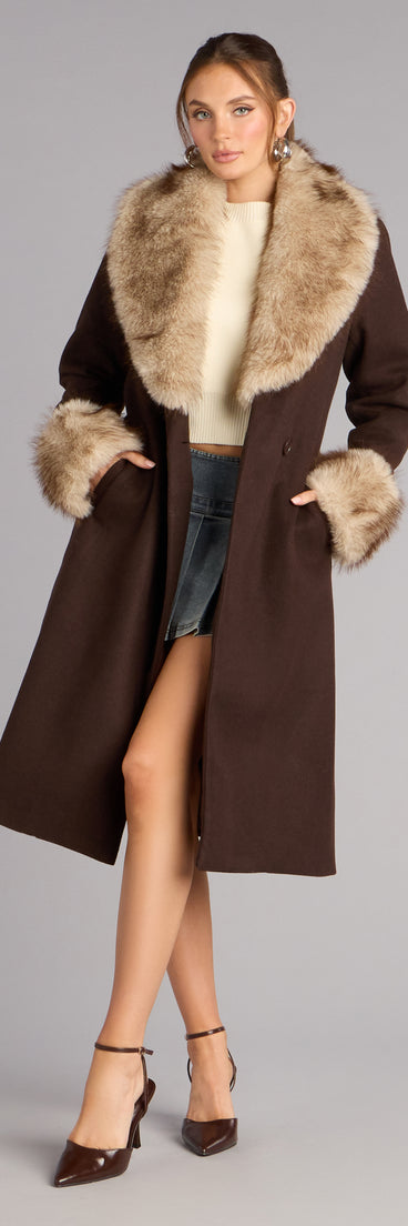 Glam It Girl Removable Fur Wool Coat