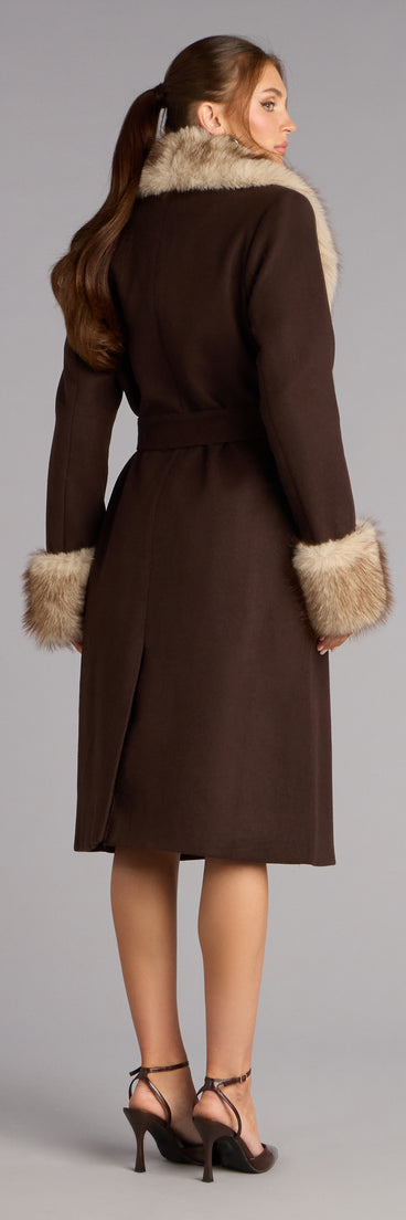 Glam It Girl Removable Fur Wool Coat