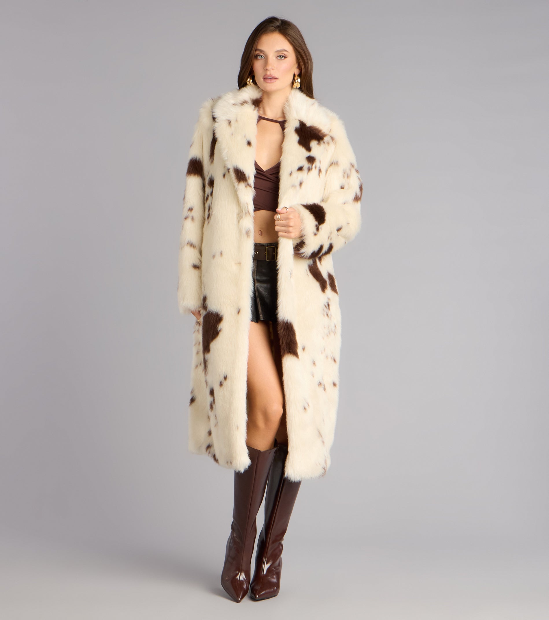 Downtown Rodeo Faux Fur Cow Print Coat | Windsor