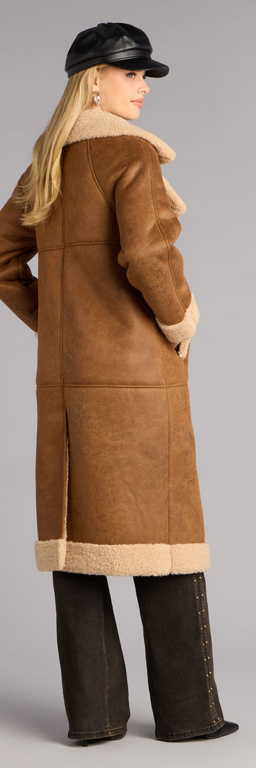 Cozy In The City Faux Sherpa Shearling Trench Coat