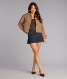 City Check Houndstooth Plaid Crop Jacket
