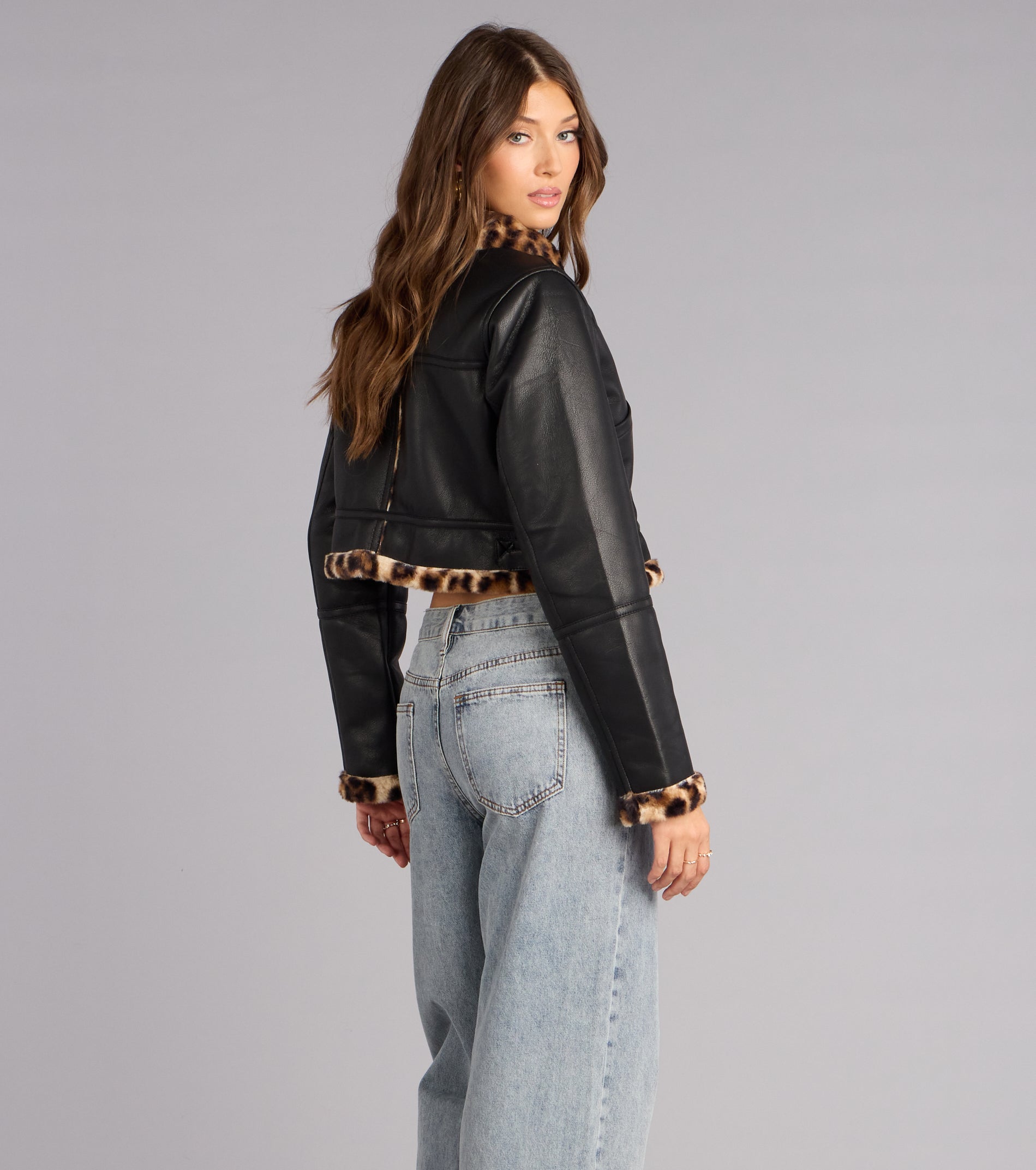 Street Queen Faux Leopard Fur Moto Jacket | Windsor