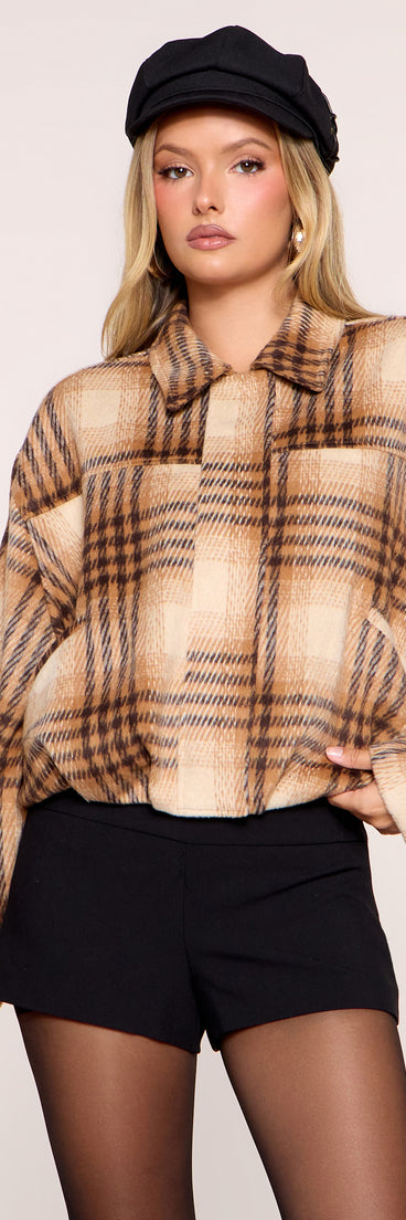 Plaid Agenda Bubble Hem Bomber Jacket