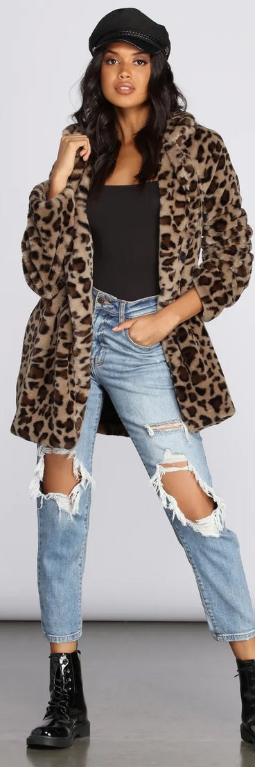 Fierce Leopard Faux Fur Jacket